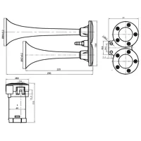 2-tónová fanfára 168/207mm, 12V stály tón s kompresorom (1)