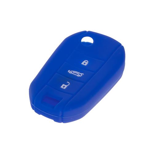 Silikónový obal pre kľúč Peugeot, Citroën, 3-tlačítkový, modrý