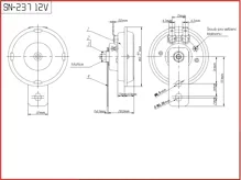 Diskový klaksón (vysoký a nízky tón), priemer 65mm, 12V (1)