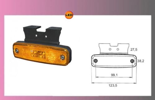 svetlo LED-oranž.12/24V +kábel+ držiak