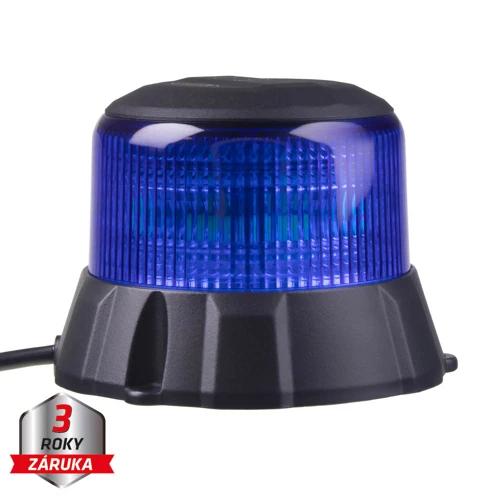 Robustný modrý LED maják, čierny hliník, 48W, ECE R65